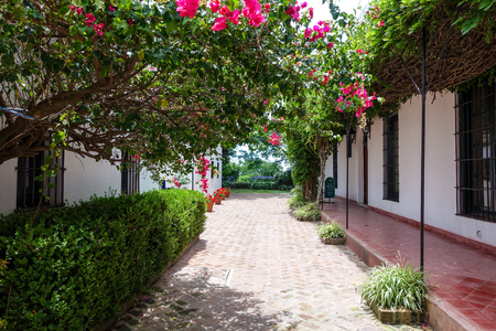 Garden entrance to Museo Biblioteca Archivo Jardin Tienda Cafe in San Isidro, Buenos Airesのeditorial素材