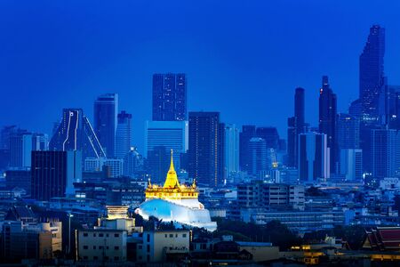 Cityscape, Golden Mountain of Bangkok. Wat Saket Ratcha Wora Maha Wihan popular tourist attraction...