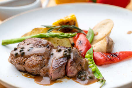 Wagyu beef steak with spicy Pepper sauce. premium Japanese Wagyu beef.の写真素材