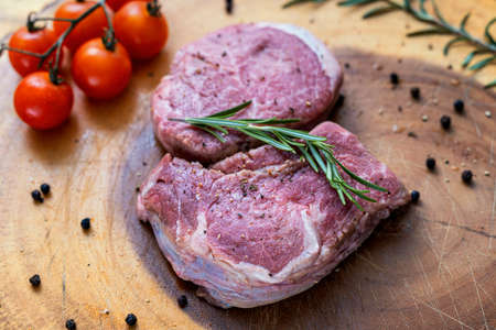 Wagyu beef steak with Spicy Pepper and Rosemary. premium Japanese Wagyu beef.の写真素材