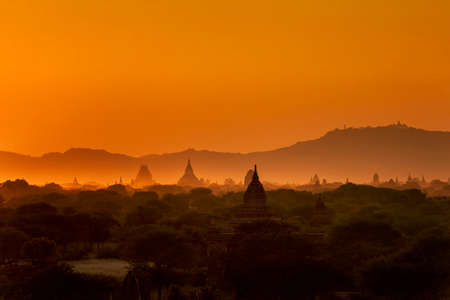 Numerous pagodas in Bagan, Myanmar. Bagan is an ancient with many pagoda of historic buddhist...