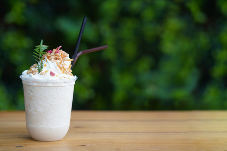 Coffee shakes in a cafe. espresso coffee blended on table in coffee shop cafe and restaurant.の写真素材