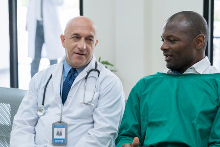 Medical healthcare and doctor. Doctor working with another doctor in hospital.