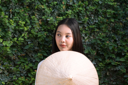 Female in White Vietnam Traditional dress of Dress culture Vietnamese.の写真素材