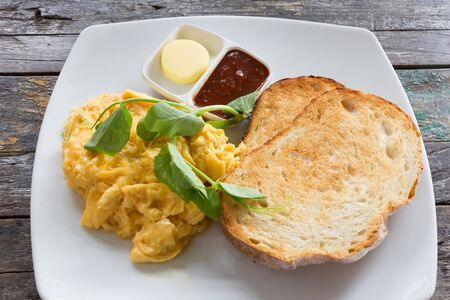 eggs on toastの写真素材