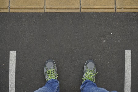 Man standing on the train station.の写真素材