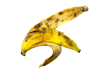 Peel of banana, isolate on white background.の写真素材