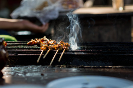 Beef satay food must taste when visiting Chiang Mai, Thailand.の写真素材