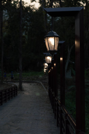 Chinese style lamp posts corridor.の写真素材