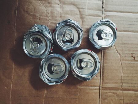 destroy can for reduce space to put in garbageの写真素材