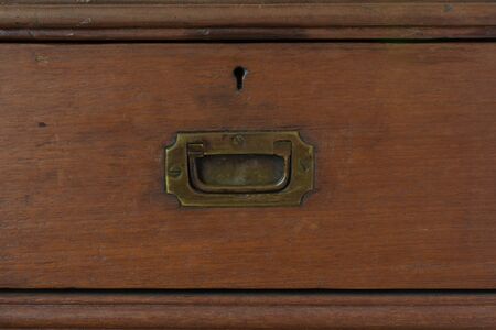 Vintage bailed handle.Mostly used for cabinet drawers, chest or boxes. Made of brass.の写真素材