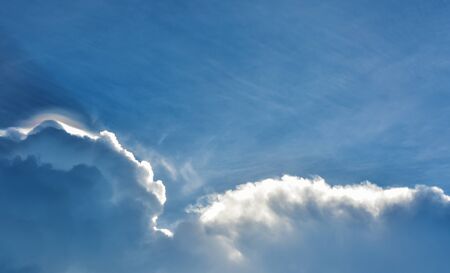 Highlighted cloud before sunset.Clear blue sky after raining.