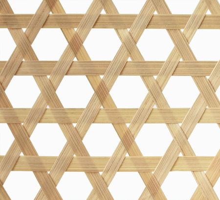 Bamboo texture.Bamboo basketry pattern of fruit basket, close up and isolated.Traditional wickerwork.の写真素材