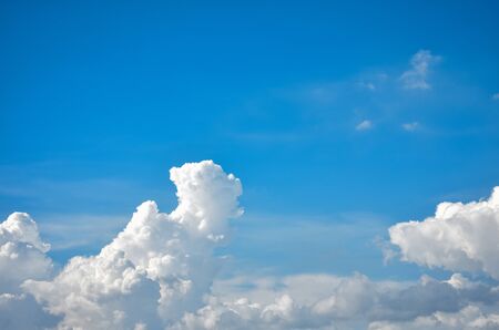 Beautiful blue sky with highlighted white clouds after raining.の写真素材