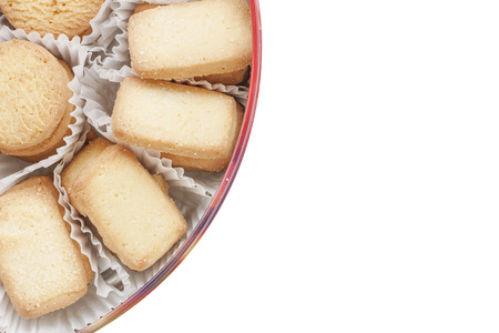 short pastry butter cookies isolated on white background.の写真素材