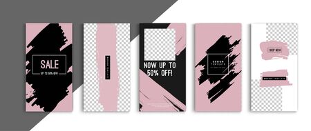 Minimal modern cover design. Dynamic colorful gradients. Future geometric patterns. Blue, pink, yellow, green, orange, purple placard poster template.のイラスト素材