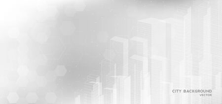 City background architectural with drawings of modern for use web, magazine or poster vector design.のイラスト素材