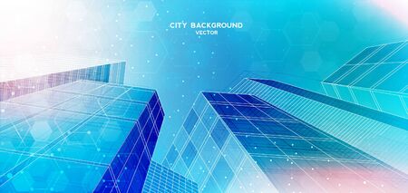 City background architectural with drawings of modern for use web, magazine or poster vector design.のイラスト素材