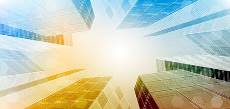 City background architectural with drawings of modern for use web, magazine or poster vector design.のイラスト素材