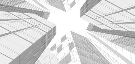 City background architectural with drawings of modern for use web, magazine or poster vector design.のイラスト素材