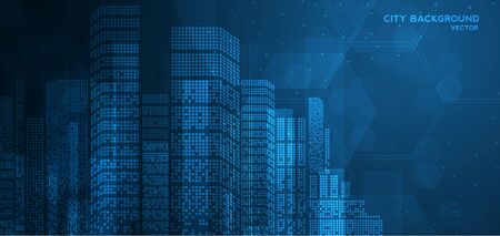 City background architectural with drawings of modern for use web, magazine or poster vector design.のイラスト素材