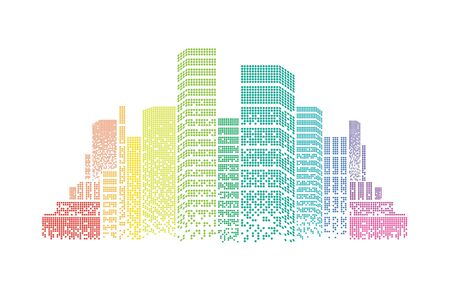 City background architectural with drawings of modern for use web, magazine or poster vector design.のイラスト素材