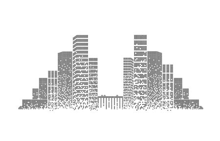 City background architectural with drawings of modern for use web, magazine or poster vector design.のイラスト素材