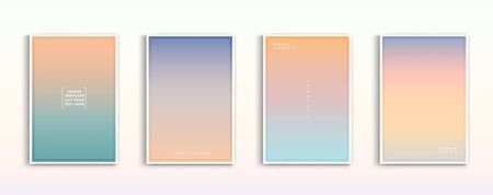 Minimal modern cover design. Dynamic colorful gradients. Future geometric patterns. Blue, pink, yellow, green, orange, purple placard poster template.のイラスト素材
