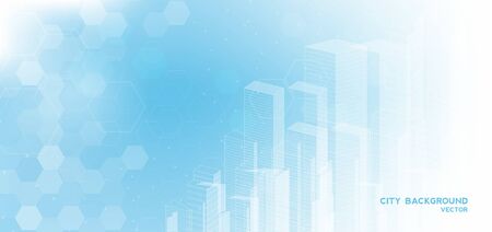 City background architectural with drawings of modern for use web, magazine or poster vector design.のイラスト素材