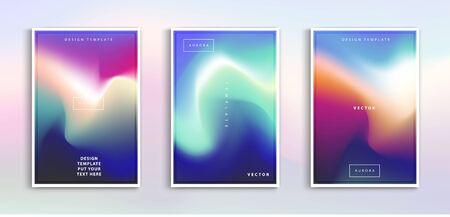 Minimal modern cover design. Dynamic colorful gradients. Future geometric patterns. Blue, pink, yellow, green, orange, purple placard poster template.のイラスト素材