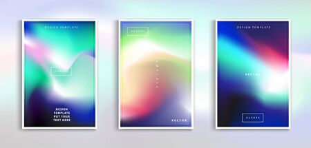 Minimal modern cover design. Dynamic colorful gradients. Future geometric patterns. Blue, pink, yellow, green, orange, purple placard poster template.のイラスト素材