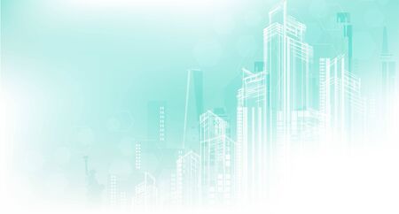City background architectural with drawings of modern for use web, magazine or poster vector design.のイラスト素材