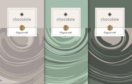 Chocolate bar packaging set. Trendy luxury product branding template with label pattern for packaging. Vector design.のイラスト素材