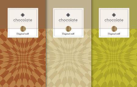 Chocolate bar packaging set. Trendy luxury product branding template with label pattern for packaging. Vector design.のイラスト素材