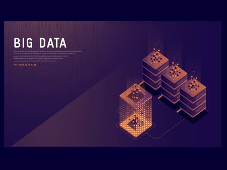 Effective template technology data, mining server farm room and smart digital devices such as phone ,computer, data, data processing vector illustration.のイラスト素材