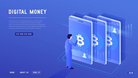 Effective template technology data, mining server farm room and smart digital devices such as phone ,computer, data, data processing vector illustration.のイラスト素材