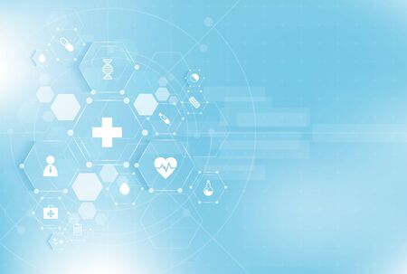 health care and science icon pattern medical innovation concept background vector design.のイラスト素材