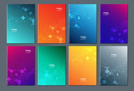 Minimal modern cover design. Dynamic colorful gradients. Future geometric patterns. Blue, pink, yellow, green, orange, purple placard poster template.のイラスト素材