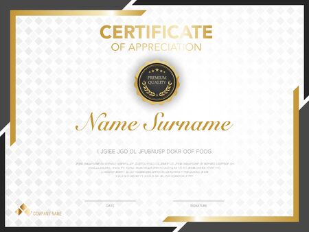 Luxury certificate or diploma template of black and gold.のイラスト素材