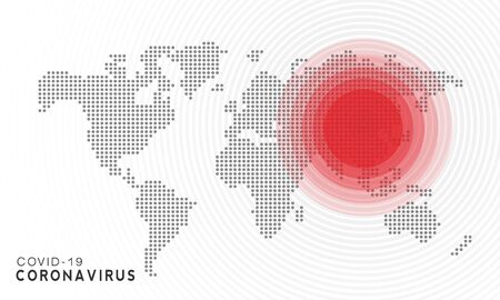 Covid-19 Coronavirus concept outbreak influenza background.Pandemic medical health risk concept with disease cell is dangerous vector designの写真素材