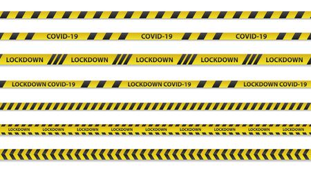 Stay at home quarantine lockdown label and warning, stop coronavirus COVID-19 spreading. safe lettering typography poster with text logo, ash tag or hashtag. Virus vector illustrationの写真素材