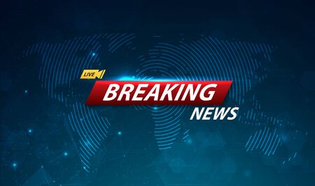 Breaking news live banner on world map background, Vector illustration.の写真素材