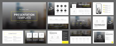 Business presentation templates set. use in presentation, flyer and leaflet, corporate report, marketing, advertising, annual report, banner, annual report brochure, company profile.の写真素材
