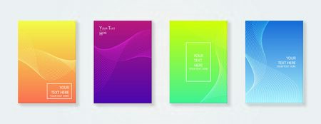 Minimal modern cover design. Dynamic colorful gradients. Future geometric patterns. Blue, pink, yellow, green, orange, purple placard poster template.の写真素材