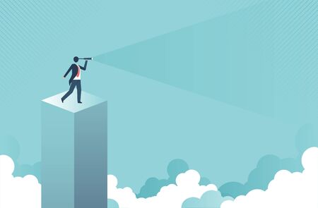 Businessman looking through binoculars, Business vision concepts. vector design.の写真素材
