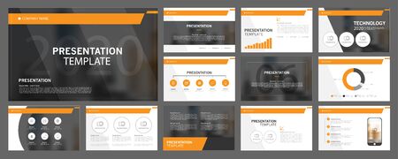Business presentation templates set. use in presentation, flyer and leaflet, corporate report, marketing, advertising, annual report, banner, annual report brochure, company profile.の写真素材