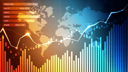 Stock chart isolated on digital graphic art.の写真素材