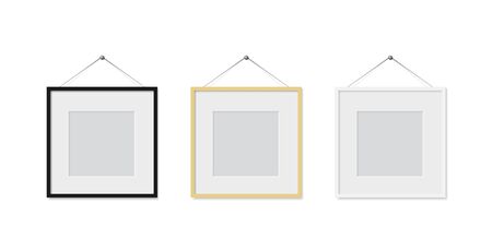 Realistic photo frame isolated. Vector template for picture. Blank white picture frame mockup template. Empty framing for your design. Vector illustrationの写真素材