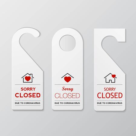 Stay at home quarantine label and warning, stop coronavirus COVID-19 spreading. safe lettering typography poster with text logo, ash tag or hashtag. Virus vector illustrationの写真素材