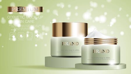 Hydrating facial cosmetic moisturizer cream white for annual sale. Vector illustration.の写真素材